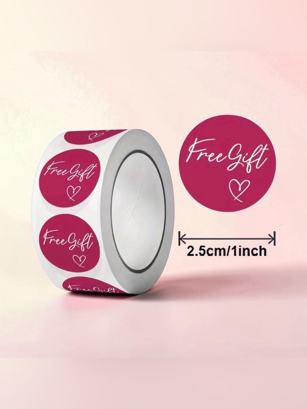 Free Gift Round Sticker Roll - 500 Pieces - Berry, Teal, or Pink